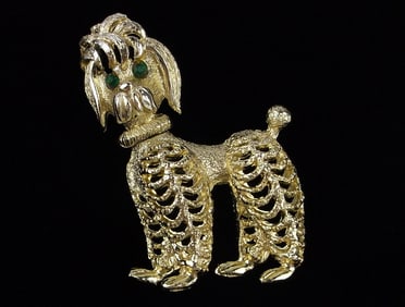 Mint Vint 1950s Rhinestone Dog Poodle Trembler Brooch