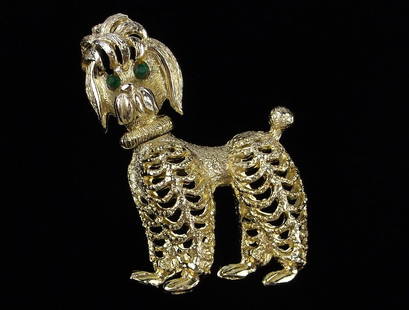Mint Vint 1950s Rhinestone Dog Poodle Trembler Brooch: Mint Condition, In Like New Condition, Perfect