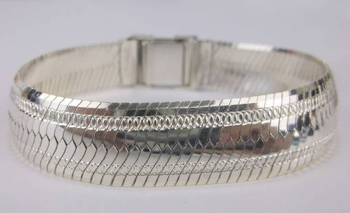 Big Mint Heavy Vint Sterling Silver Mens Chain Bracelet 8": Guaranteed Solid 925 Sterling Silver, in Excellent Condition