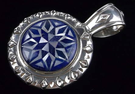 New Big Thick Carolyn Pollack Sterling Silver Spiny Inlay Pendant: Solid Sterling Silver Guaranteed, in Brand New Never Worn Condition.