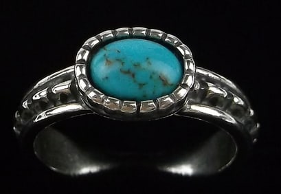 New Thick Carolyn Pollack Sterling Silver Turquoise Ring 6