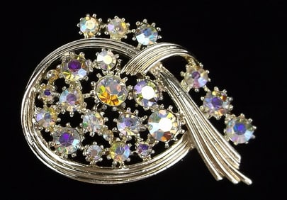 New Antique 1950s Coro Craft Pegasus Rhinestone Brooch