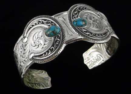 Stunn Vint Big Montana Silversmiths Turquoise Cuff Bracelet 7.5": excellent condition