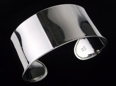 Mint Vint Thick Heavy Sterling Silver Cuff Bracelet 7-8"