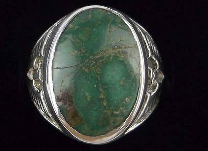 1950s Navajo Moses Jack Sterling Turquoise Thunderbird Ring 9: A Stunning Vintage 1950s Navajo Handmade Moses Jack (Father of Ray Jack) Sterling Silver Turquoise Thunderbird Ring Size 9 in excellent condition.