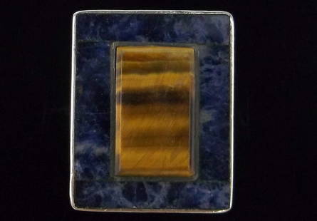Mint Thick Vint Navajo Sterling Silver Lapis Tigers Eye Ring 8: handmade Genuine Navajo Sterling Silver in Excellent Condition