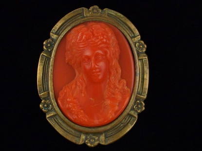 Mint Big Antique 1880s Victorian Celluloid Cameo Brooch Art Nouveau: Mint Condition, In Like New Condition, Perfect