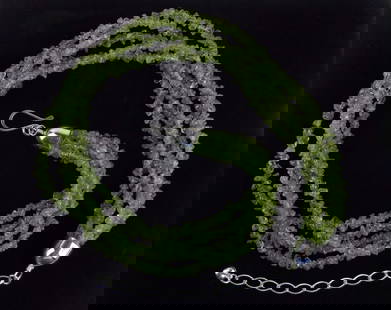 New Desert Rose Trad Sterling Silver 5 Row Peridot Necklace 21": Solid Sterling Silver Guaranteed, in Brand New Never Worn Condition.