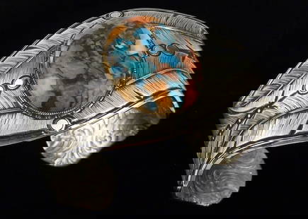 HUGE Vint Montana Silversmiths Turquoise Spiny Cuff Bracelet 8": Mint Condition, In Like New Condition, Perfect