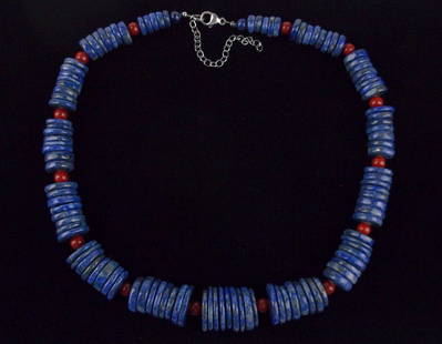Huge Mint Carolyn Pollack Sterling Lapis Coral Necklace 22": Guaranteed Solid 925 Sterling Silver, in Excellent Condition