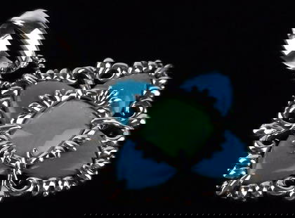 New Very Big Carolyn Pollack Sterling Silver Turquoise Pendant Reversable: Solid Sterling Silver Guaranteed, in Brand New Never Worn Condition.
