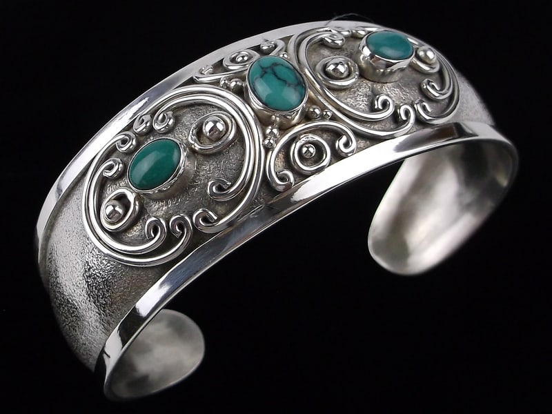 Mint Big Vint Heavy Sterling Silver Turquoise Cuff Bracelet 8" TNB (1 of 7)