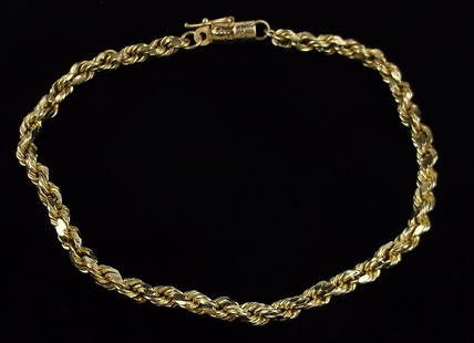 Mint Vintage Big 14kt Gold 5mm Rope Chain Bracelet 8.5": 14kt gold in excellent condition