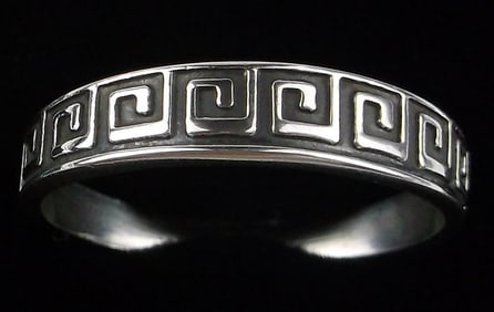 Mint Vintage Thick Sterling Silver Roman Lattice Ring 12.5