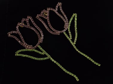 Mint Big Vintage Rhinestone Flower Earrings
