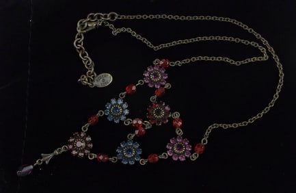 Mint Vintage Robert Rose Crystal Cascade Necklace 17"