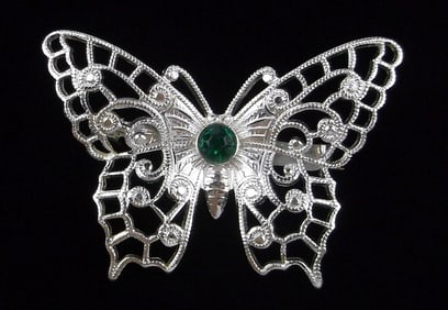 Mint Vintage 1960s W Germany Rhinestone Butterfly Brooch