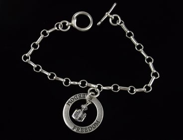 Mint Vintage Sterling Silver Freedom Chain Bracelet 7"