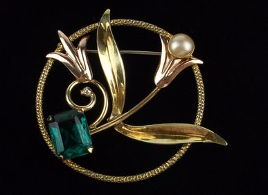 Mint Vintage 1960s Amco 10kt GF Rhinestone Brooch