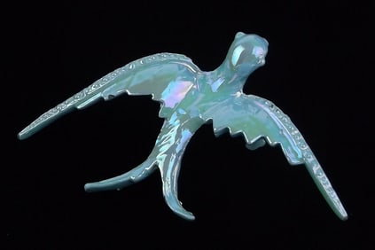 Mint Vintage 1960s Enameled Luster Swallow Bird Brooch