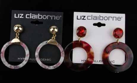 2 New Liz Claiborne Drop Earrings Sets Lot $38