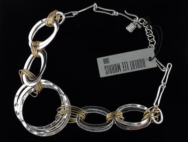 New NWT Robert Lee Morris Hoop Chain Necklace 18"