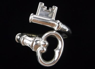 Mint Vintage Thick Sterling Silver Key Ring Adjustable 8-10