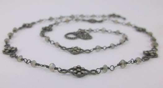 New Designer Sterling Silver Moonstone Chain Necklace 16"