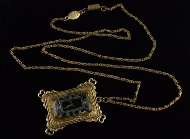 Stunning Vintage 1928 Brand Clock Necklace 22"