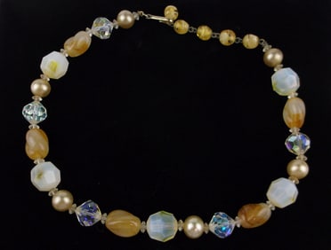 Mint Antique 1950s Coro Craft Crystal Glass Necklace 16"