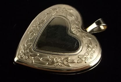 Mint Vint 1960s 14kt Gold Over Sterling Heart Locket Pendant