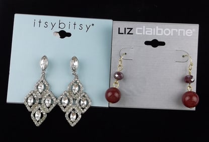 New Liz Claiborne Itsy Rhinestone Earrings Sets Lot $54
