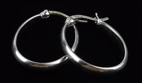 Stunning Vintage Sterling Silver Hoop Earrings