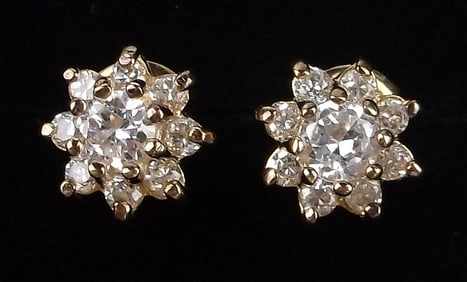 Mint Gold Over Sterling White Stone Earrings