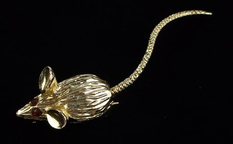 Mint Vintage 1970s Gerrys Rhinestone Mouse Brooch