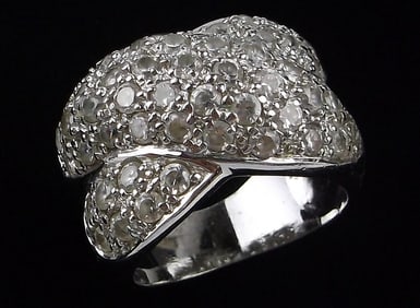 Stunning Vintage Thick Heavy Sterling Silver Cocktail Ring 6