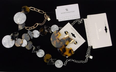 New Worthington Necklace Bracelet Earrings Set 22" $80