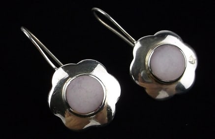 Stunning Vintage Sterling Silver MOP Drop Earrings