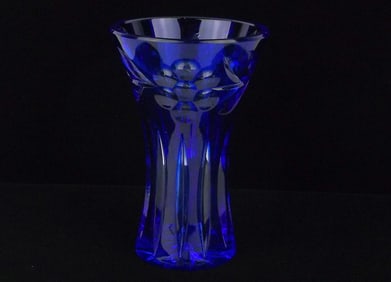 Mint Vintage Cobalt Blue Bohemian Cut Glass Vase