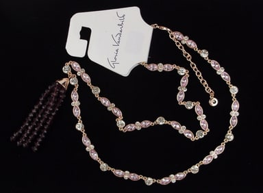 New Gloria Vanderbilt Swarovski Crystal Necklace 30"