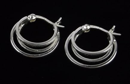 Stunning Vintage Sterling Silver Multi Hoop Earrings