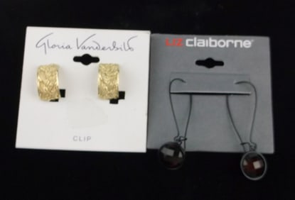 2 New Liz Claiborne Gloria Vanderbilt Earrings Sets $34