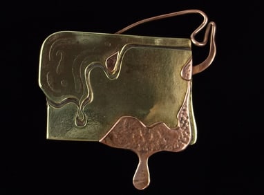 Stunning 1950s Mid Century Modernist Copper Brooch Drip