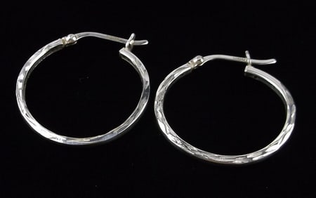 Stunning Vintage Sterling Silver Hoop Earrings