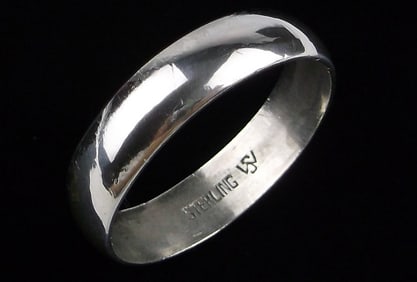Stunning Vintage Signed Sterling Silver Mens Band Ring 12