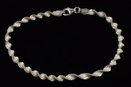 Mint Vint Italian Sterling Silver Helix Chain Bracelet 7.25"