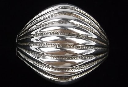 Stunning Vintage Thick Sterling Silver Dome Ring 7