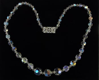 Stunning Antique 1940s Large Crystal Necklace 20"