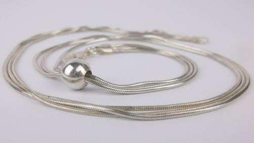Mint Vint Italian Sterling Silver Triple Chain Necklace 16.5"