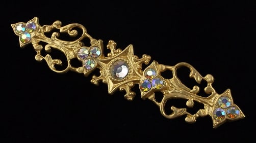 Mint Vintage 1960s Rhinestone Long Brooch